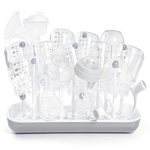 Baby Bottle Drying Rack with Tray, Termichy High Capacity Bottle Dryer Holder for Bottles, Teats, Cups, Gray