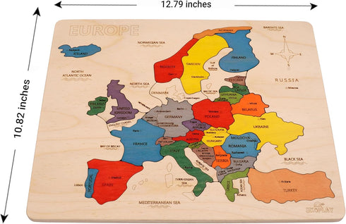 33 3 Europe Map Wooden Jigsaw Puzzle for Kids | Puzzle Pieces | Learning & Educational Toy Gift for Boys & Girls Ages