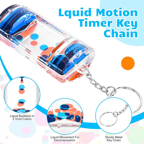 Dynamic Liquid Timers Key Chain Set, Colorful Motion Bubbler Timekeeper Keychains, Liquid Hourglass