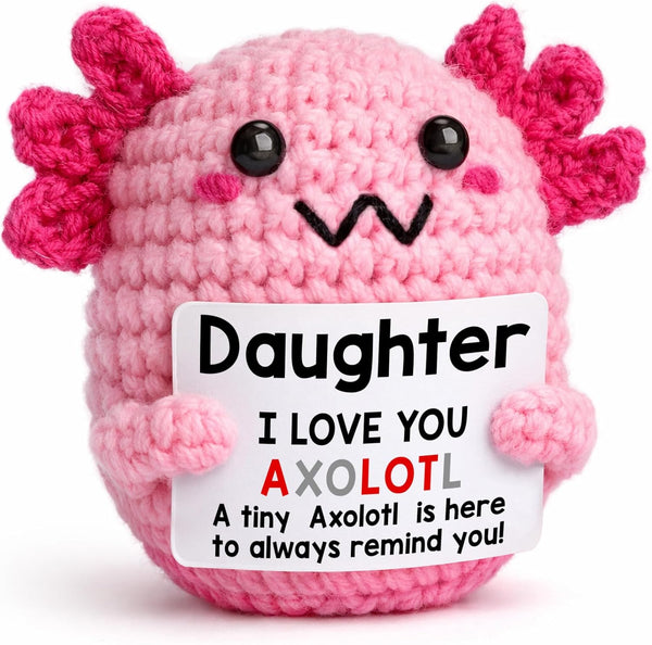 Easter Basket Stuffers for Teen Girls & Kids, Handmade Crochet Axolotl, Cute