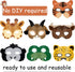 Blulu 16 Pcs Safari Animal Masks for Kids, Jungle Zoo Animals Cartoon Masks for Birthday Party Decorations