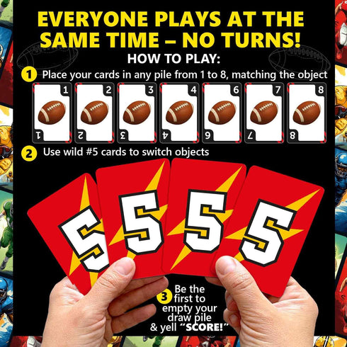 128 2-4 8+ QUOKKA Football Fast-Paced Card Game for Kids & Adults Cards & Easy Rules Quick & Fun Matching Game Players