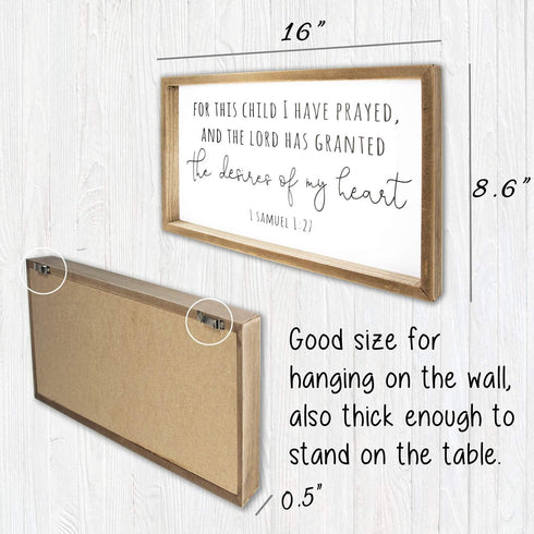 16x8.6 Inches VILIGHT Wood Nursery Wall Decor for Girl and Boy - New Mom Gifts Framed Rustic Signs for Kids - For This
