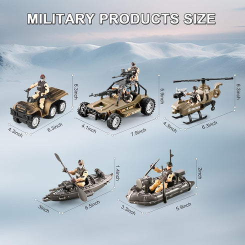 JASSKKBO 86-In-1 4-7 6-8 8-12, Army Men Toys for Boys Military Base/Truck/Kayak Boat/Motorcycle/Helicopter/Army Men
