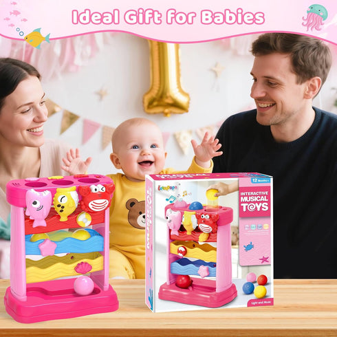 1 2 3 12-18 1-3 Musical Toys for Years Old Toddlers Girls, Interactive Feeding Toy with Music & Balls, Montessori