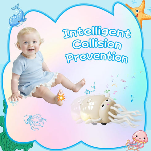 Tummy Crawling Dancing Octopus Toy for Kids Rechargeable Interactive Sensory Toy with LED Lights & Music, Fun Time Gift
