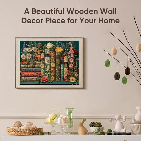 200 11.8 8.9 BODHIPNJOY Wooden Puzzles for Adults, Mother's Day Puzzles, Books Jigsaw Puzzles, Wildflowers Book Vintage