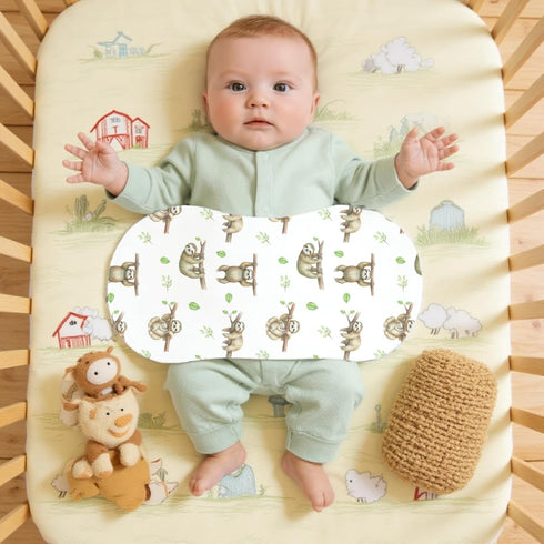 JoyframeAI 5 Pack 9.8X19.6 inches Sloth Baby Burp Cloths for Boys Girls, Soft Cotton Large Burp Rags with Cute Sloth