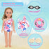 Doll Swimsuit Set for 18-Inch Doll, 7 Pcs Swimming Accessories, Bathing Suit, Goggles, Flip-Flops, Swim Ring