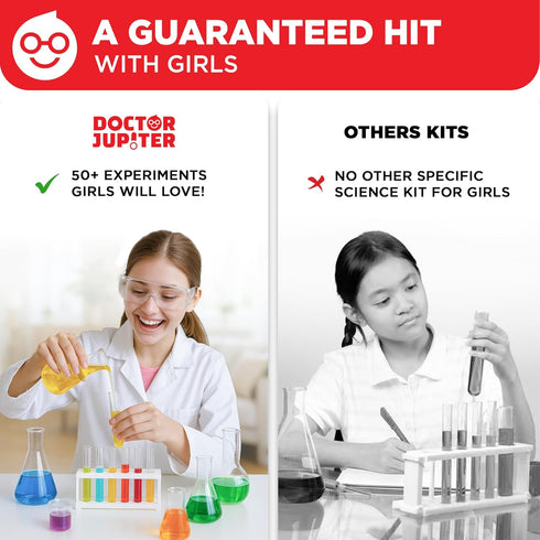 Set 8-10-12-14 8,9,10+ 50+ Doctor Jupiter Girls' Science Kit, Chemistry for Kids Ages Ideas for Year Old Girls | STEM
