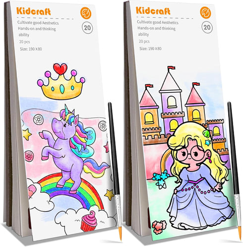 Kidcraft Paint with Water Coloring Books for Kids - 2 Pack, Pocket Mess