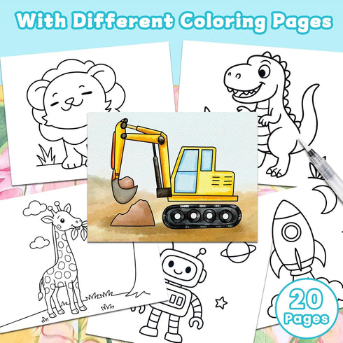 DreamCosy Paint with Water Coloring Book for Toddlers, Watercolor Books for Kids, Mess-Free Water Painting Kit