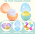 24 JOYIN Pcs Easter Prefilled Eggs with Mochi Squishy Toys, Animal Stress Reliever Squishy Toy for Glitter Transparent