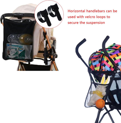 UtySty 3 Pack Stroller Sling Mesh Bag Back Hanging Extra Storage Organizer Handle Bar Attachment Net Pouch for Kids