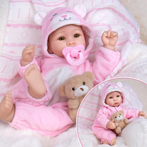 17" 3+ UOFTKIZ Baby Dolls Girl - Real Life Baby Doll, Soft Body Doll with Feeding Toy Kit, Gift for Grandparents