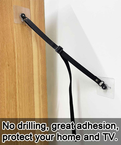 4 Pcs Adjustable TV Safety Straps, No-Drill TV Anchor for Baby Proofing, Prevent Furniture Falling and Anti Tip, TV