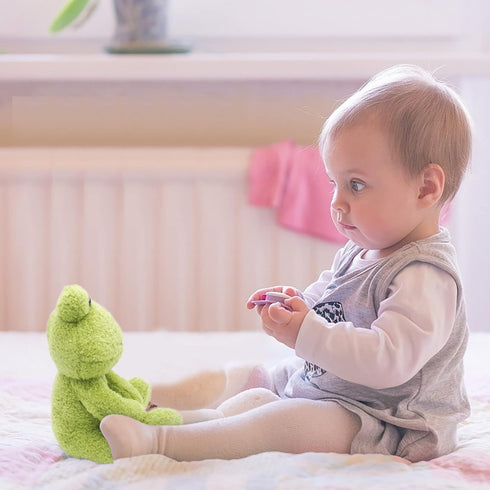 CAZOYEE Green Frog Plush Stuffed Animal, 10" Cute Frog Plushie Doll, Birthday Christmas Gift for Kids
