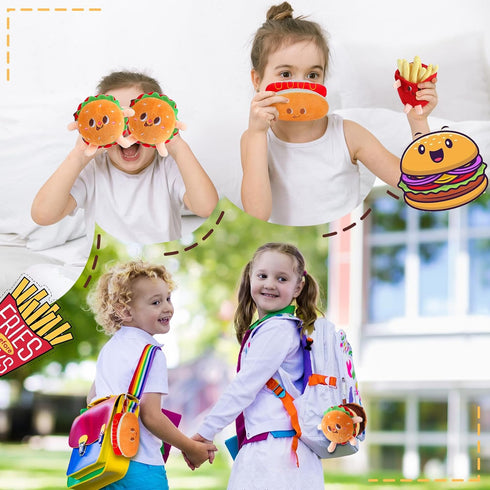 10 Backpack Aoriher Pcs Food Plush Toy Food Stuffed Animals Soft Simulation Hamburger Hot Dog French Fries Chicken