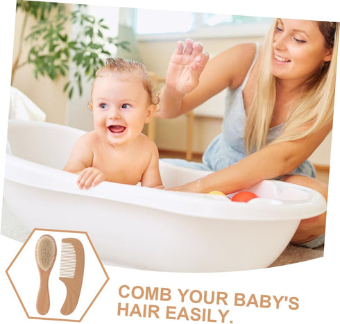 WEKAMOS 1Set Hair Brush with Soft Bristles for Gentle Grooming Handle Bathing Kit for Newborns and Easy to Clean Comb