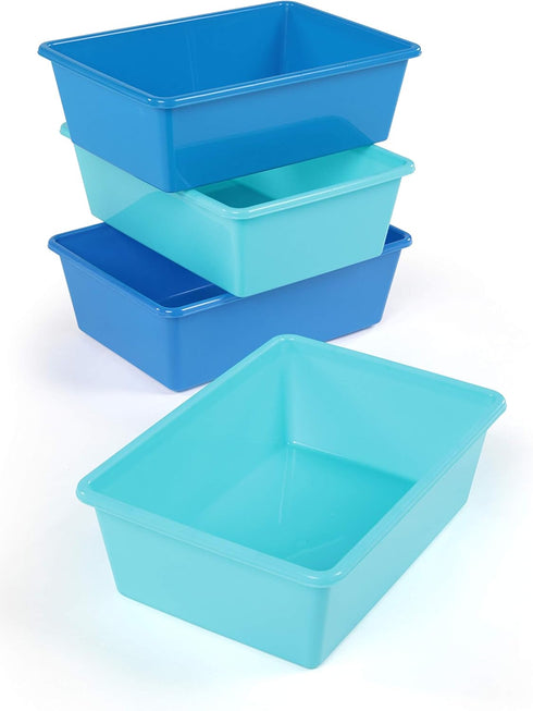 Humble Crew Toy Storage Bins for Kids, Set of 4, Navy/Teal, Large Plastic Storage Bins