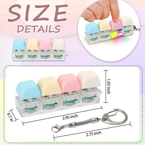 COZYMATE (Macaroon1, 4 1) Keyboard Fidget Toys for Adults Keyboard Clicker with LED Light Keychain Fidget Sensory Fun