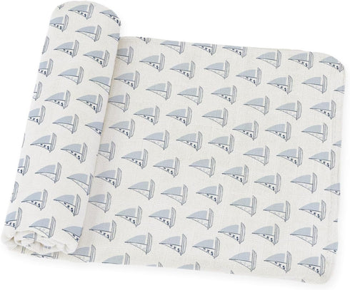 Muslin Swaddle Blanket, Nautical Receiving Blanket, Soft and Breathable, 47" x 47", Wrap for Baby Boys and Girls