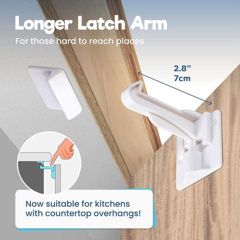 Upgraded Invisible Baby Proofing Cabinet Latch Locks - 10 Pack, No Drilling Required, Works with Most Cabinets