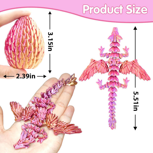 Set 3D (12PCS Balkwan Dragon Eggs Gift with Surprise Mini Winged Dragon Inside Printed Articulated Crystal Toy Easter