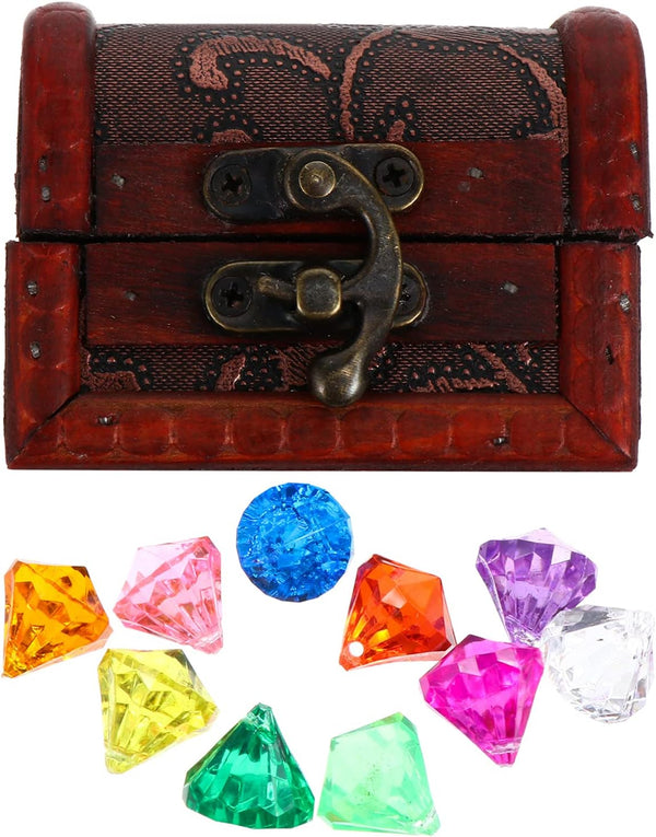 balacoo 1 Set Mini Pirate Treasure Chests - Vintage Pirate Jewelry Storage Box with Lock and Jewels Crafting Children's