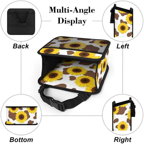 PPIKTC Spacious Hanging Auto Seat Organizer with Ventilated Mesh Pockets for Wet Wipes and Baby Supplies, Cow Print