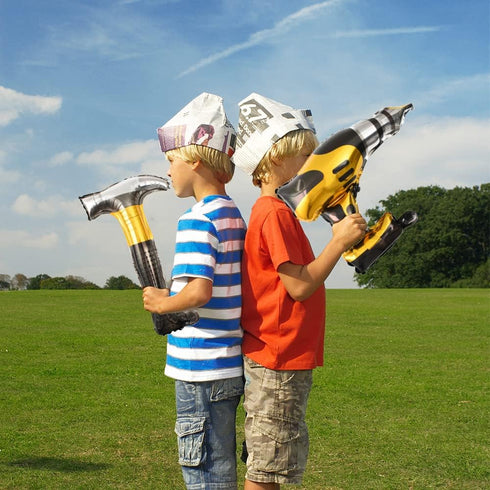 Hammer Balloons Drill Balloons, Inflatable Tools for Construction Foil Balloons, Birthday Theme Party Decoration