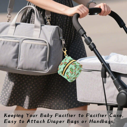 Pistachio Nuts Hearts Baby Pacifier Holder Case with Clip Portable Pacifier Storage Organizer Round Container Pouch Box