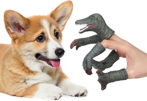 Dinosaur Toys Figure Set - Rubber Dinosaur Finger Puppets with Heads, Paws, and Feet, Bath Toys for Kids, 20pcs Finger