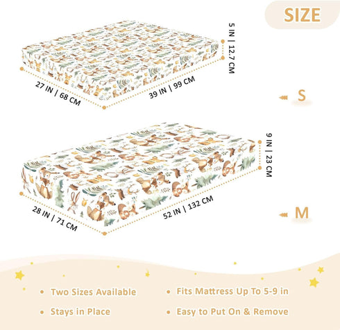 Soft Jersey Knit Crib Sheets - Watercolor Forest Animals - Fits Standard Crib & Toddler Bed Size M