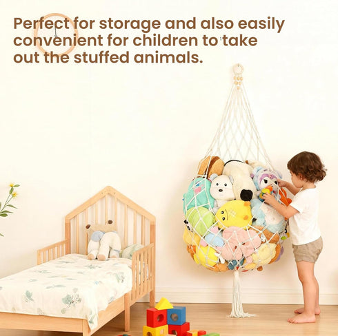 Poefditev Hammock (1 Stuffed Animal Storage Plushie Net Large Stuffed Animal Net Corner for Kids' Wall Room Decor