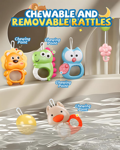 RSEPD Pack 0-6 Crib Mobile With Music And Lights, Mobiles For Cribs, Baby Mobile Arm Toys Hanging For Bassinets Girls