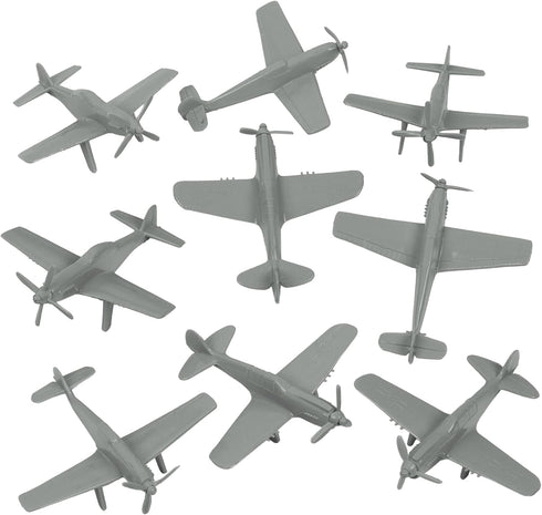 Tim Mee Toy TimMee WW2 Fighter Ace Planes - Gray 9pc Plastic Army Men Airplanes