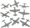 Tim Mee Toy TimMee WW2 Fighter Ace Planes - Gray 9pc Plastic Army Men Airplanes