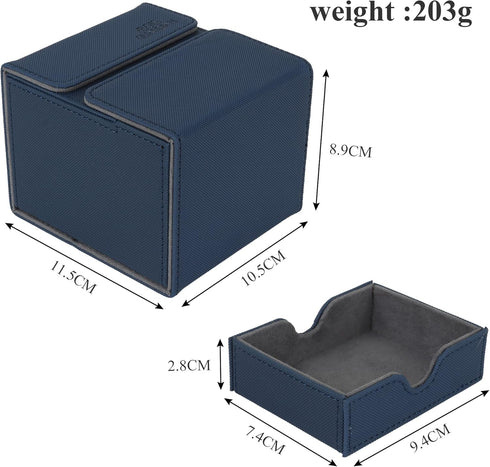 AEGIS GUARDIAN Card Deck Box with Dice Tray for MTG Cards, PU Leather Storage Box for 150+ Sleeved Cards