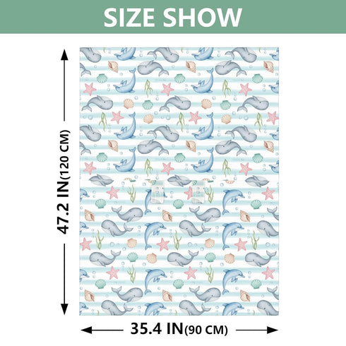 DOMIKING Whales Dolphins Blue Print Baby Car Seat Cover Breathable Infant Car Seat Cover for Babies Lightweight Carseat