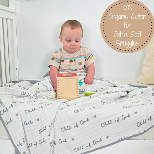 100% 6 47"x 47", LollyBanks Muslin Baby Blanket Organic Cotton, Muslin Quilt Lightweight, Toddler Blanket for Boy