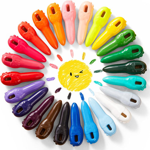 Mess Free Beeswax Crayons for Toddlers, 24 Colors Baby's First Washable Jumbo