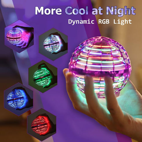 6 7 8 9 10+ ATHLERIA Pink Flying Orb Ball Toys,Hand Operated Drones for Kids,Cool Gadgets Light Up Cosmic Globe
