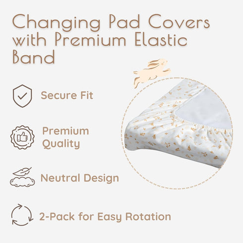 MY LITTLE ZONE 100% 2 Pack 32"x16" 8" Baby Changing Pad Cover Boy, Cotton Changing Table Sheets, Changing Table Covers