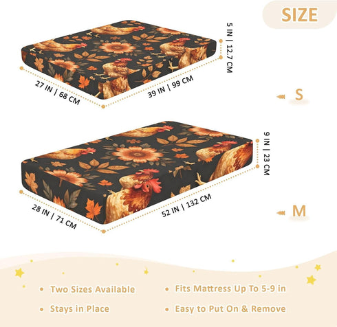 CZXW 52" 28" Rooster Hen Floral Design Crib Sheets Fitted x Natural Cotton Soft & Breathable for Baby Crib Mattress