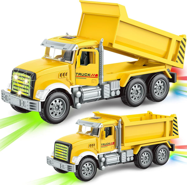 Car Toys for Toddlers, Dump Truck Toy with 1 Self-Lifting Bed, Lights