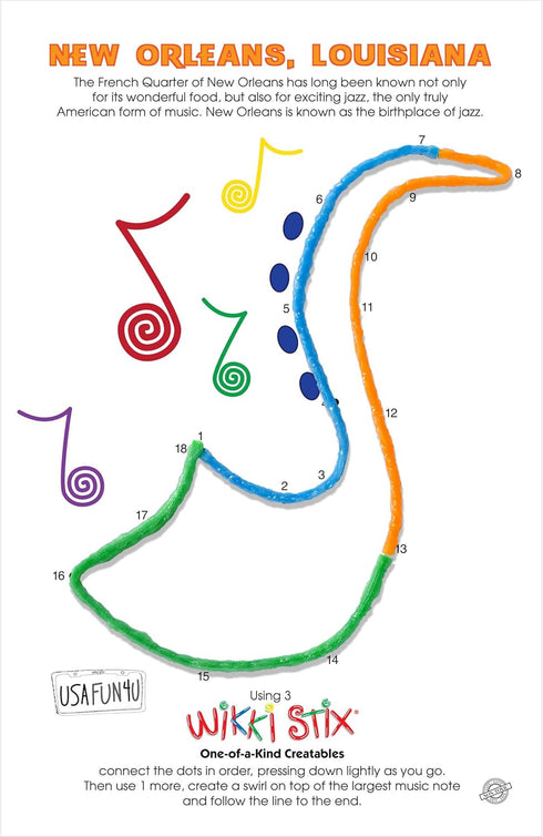 WIKKI STIX USA Fun Paks, Travel Essential for Road Trips, Featuring USA Landmarks, Made in USA, Pack of 20