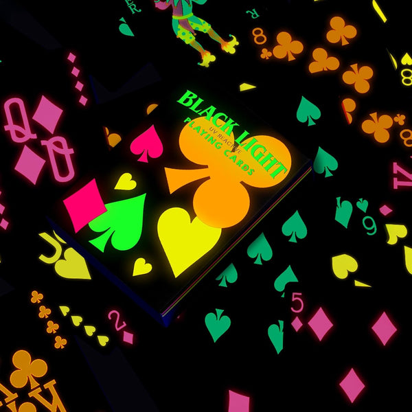Silipull 1 Pack UV Black Light Playing Cards Neon Fluorescent Glow in