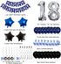18th Birthday Decorations for Boys and Girls, Dark Blue HAPPY BIRTHDAY Banner, Silver Number 18 Balloons Party Supplies