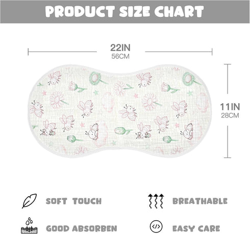 decor gift 4 Pack 22x11in Cotton Newborns Burp Cloths Soft and Absorbent Pink and Green Daisy Flower Bee Baby Burp Rags